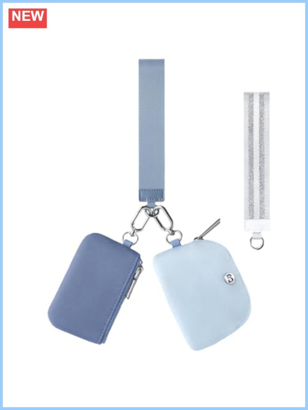 Nylon Dual Pouch Wristlet Keychain Wallet Detachable Coin Purse
